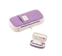 PROMISE FLOURISH Estuche expandible, organizador de papelería de gran | Soporte de lona para aula, oficina, viajes, plegable, lavable, color morado macarrón