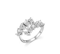 Promise Ring Beste Freundin, Damenring Vintage Silber Edelstein In Kanalfassung Offen mit Rundschliff Weiß Zirkonia 925 Silber Größe 49 (15.6)
