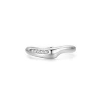 Promise Ring Beste Freundin, Eheringe Damen Silber Unregelmäßiges Liniendesign mit Rundschliff Weiß Zirkonia 925 Silber Größe 54 (17.2)