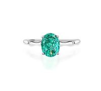 Promise Ring Beste Freundin, Schmuck Ringe Polierter Dünner Ring mit Ovalem Paraíba Silber 18K Weißgold Größe 58 (18.5)