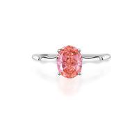 Promise Ring Beste Freundin, Verlobungsring Silber Damen Polierter Dünner Ring mit Ovalem Padparadscha 18K Weißgold Größe 52 (16.6)
