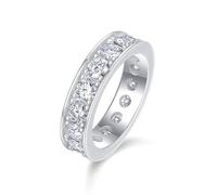 Promise Ring Frau, Ring Frauen Minimalistisch Eleganter Ewigkeitsring mit 4 mm Moissanit 0,3 Ct Silber 9K Weißgold Größe 52 (16.6)