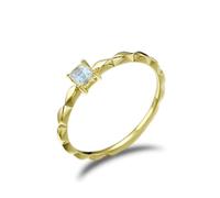 Promise Ring To Myself, anillo de compromiso para mujer, faceta cuadrada con piedra lunar, oro amarillo de 14 quilates, H 1/2, Oro amarillo de 14 quilates, Piedra lunar