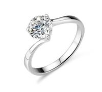 Promise Ring to Myself, anillos de compromiso de oro blanco de 14 quilates para mujer, solitario redondo con moissanita de 1 quilate, talla T 1/2