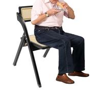 PromiseFly Asiento de ratán, silla plegable de comedor, silla plegable con alfombrilla antideslizante, capacidad de carga de 100 kg, para salón, terrazas, restaurantes, recepciones (negro)