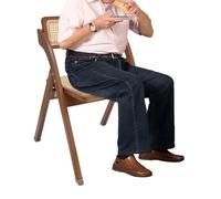 PromiseFly Asiento de ratán, silla plegable de comedor, silla plegable con alfombrilla antideslizante, capacidad de carga de 100 kg, para salón, terrazas, restaurantes, recepciones (color nogal)