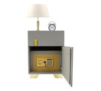 PromiseFly Mesita de noche inteligente, mesita de noche con función de carga y altavoz Bluetooth, mesita de noche con luz LED y caja fuerte de 3 colores, mesita de noche para oficinas, apartamentos