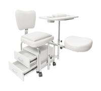 PromiseFly Silla de manicura y pedicura, altura ajustable, mesa de uñas multifuncional con 2 cajones, estación de uñas móvil para el hogar, salones de belleza, salones de uñas, 48 x 46 x 92 cm