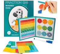 Promisety Magnetic Fraction Demonstration Book, Educational Highiy Magnetic Fraction Tiles with 10 Brilliant Colors, Fractions Toys for Hands and Brain Use, for Math Learning (2Pcs)