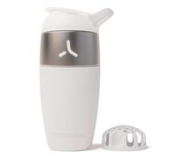PROMIXX Pursuit Batidora Acero Inoxidable - 760ml Mezclador Proteínas Metal Ligero con Snap-Fit para Batidos Suaves - Hermético Anti-Olores para Fitness - Blanco