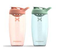 Promixx PURSUIT botella mezcladora de proteínas 2 unidades, botellas mezcladoras deportivas para mezclas de proteínas y batidos de suplementos - Coral, Verde Algas Marinas, 700ml