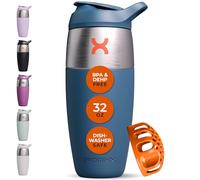 Promixx Pursuit botella mezcladora de proteínas de acero inoxidable de una sola pared, batidos súper suaves, 950 ml, Azul Medianoche