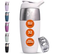 Promixx Pursuit botella mezcladora de proteínas de acero inoxidable de una sola pared, batidos súper suaves, 950 ml, Cerámica Blanca