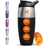Promixx Pursuit botella mezcladora de proteínas de acero inoxidable de una sola pared, batidos súper suaves, 950 ml, Negro