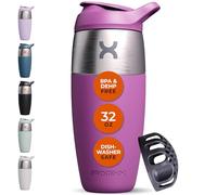 Promixx Pursuit botella mezcladora de proteínas de acero inoxidable de una sola pared, batidos súper suaves, 950 ml, Mora