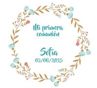 PROMO-SHOP - 25 Pegatinas Adhesivas Personalizadas con Diseños de Comunión, Pegatinas Personalizadas Comuniones, Regalo Ideal para Invitado, Forma Circular, Tamaño 45 mm de diámetro