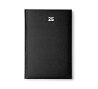 PROMO-SHOP - Agenda Negra 2025 PERSONALIZADA con tu logo de empresa o foto, Tapa Dura Acolchada de Polipiel, 12 Meses, Página por día de Lunes a Viernes, Tamaño A5, Marca-páginas incluido
