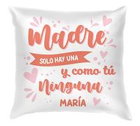 PROMO SHOP - Cojín Personalizado Día de la Madre con Funda y Relleno, Regalos Personalizados para Mujeres, Tamaño 35 x 35 cm