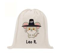 PROMO SHOP - Mochila Cuerdas 100% Algodón Natural PERSONALIZADA con tu Nombre a Todo Color en Impresión Textil, Diferentes Diseños para Personalizar, Tamaño 41cm x 37cm (RATITA)