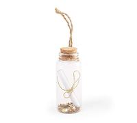 PROMO SHOP - Pack de 5 Botecitos de Cristal de Deseos, Pergamino para Escribir Deseos Navideños, con Tapón y Lacito para Colgar, Presentado en Cajita Blanca Individual, Regalo Navideño