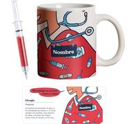 PROMO SHOP - Taza Original Personalizada con Nombre, Pack Regalo con Bolígrafo Jeringuilla (No Personalizado), Tazas de Regalo de Medicina, Tazas Profesiones de Salud, Taza de Desayuno, Diseño Único