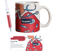 PROMO SHOP - Taza Original Personalizada con Nombre, Pack Regalo con Bolígrafo Jeringuilla (No Personalizado), Tazas de Regalo de Medicina, Tazas Profesiones de Salud, Taza de Desayuno, Diseño Único