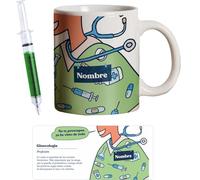 PROMO SHOP - Taza Original Personalizada con Nombre, Pack Regalo con Bolígrafo Jeringuilla (No Personalizado), Tazas de Regalo de Medicina, Tazas Profesiones de Salud, Taza de Desayuno, Diseño Único
