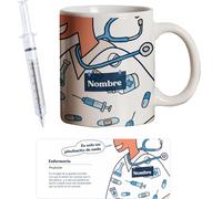 PROMO SHOP - Taza Original Personalizada con Nombre, Pack Regalo con Bolígrafo Jeringuilla (No Personalizado), Tazas de Regalo de Medicina, Tazas Profesiones de Salud, Taza de Desayuno, Diseño Único