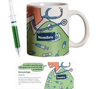 PROMO SHOP - Taza Original Personalizada con Nombre, Pack Regalo con Bolígrafo Jeringuilla (No Personalizado), Tazas de Regalo de Medicina, Tazas Profesiones de Salud, Taza de Desayuno, Diseño Único