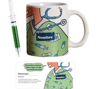 PROMO SHOP - Taza Original Personalizada con Nombre, Pack Regalo con Bolígrafo Jeringuilla (No Personalizado), Tazas de Regalo de Medicina, Tazas Profesiones de Salud, Taza de Desayuno, Diseño Único