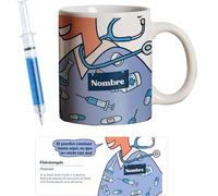 PROMO SHOP - Taza Original Personalizada con Nombre, Pack Regalo con Bolígrafo Jeringuilla (No Personalizado), Tazas de Regalo de Medicina, Tazas Profesiones de Salud, Taza de Desayuno, Diseño Único