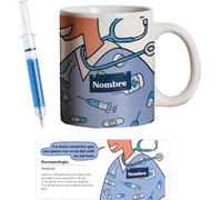 PROMO SHOP - Taza Original Personalizada con Nombre, Pack Regalo con Bolígrafo Jeringuilla (No Personalizado), Tazas de Regalo de Medicina, Tazas Profesiones de Salud, Taza de Desayuno, Diseño Único