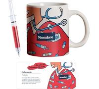 PROMO SHOP - Taza Original Personalizada con Nombre, Pack Regalo con Bolígrafo Jeringuilla (No Personalizado), Tazas de Regalo de Medicina, Tazas Profesiones de Salud, Taza de Desayuno, Diseño Único