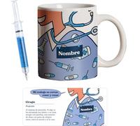 PROMO SHOP - Taza Original Personalizada con Nombre, Pack Regalo con Bolígrafo Jeringuilla (No Personalizado), Tazas de Regalo de Medicina, Tazas Profesiones de Salud, Taza de Desayuno, Diseño Único