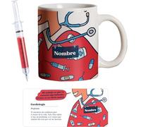 PROMO SHOP - Taza Original Personalizada con Nombre, Pack Regalo con Bolígrafo Jeringuilla (No Personalizado), Tazas de Regalo de Medicina, Tazas Profesiones de Salud, Taza de Desayuno, Diseño Único