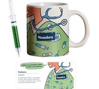 PROMO SHOP - Taza Original Personalizada con Nombre, Pack Regalo con Bolígrafo Jeringuilla (No Personalizado), Tazas de Regalo de Medicina, Tazas Profesiones de Salud, Taza de Desayuno, Diseño Único