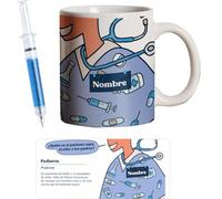 PROMO SHOP - Taza Original Personalizada con Nombre, Pack Regalo con Bolígrafo Jeringuilla (No Personalizado), Tazas de Regalo de Medicina, Tazas Profesiones de Salud, Taza de Desayuno, Diseño Único