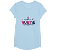 Promocionado a Auntie Crown Celebration Nuevo Miembro de la Familia Camiseta, Niñas, Azul Bebé, Grande