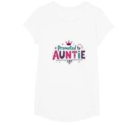 Promocionado a Auntie Crown Celebration Nuevo Miembro de la Familia Camiseta, Niñas, Blanco, Grande