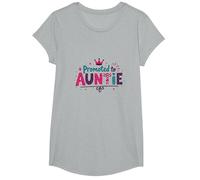 Promocionado a Auntie Crown Celebration Nuevo Miembro de la Familia Camiseta, Niñas, Gris Jaspeado, Grande
