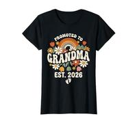 Promocionado a la Abuela 2026 Retro Groovy First Time Nana Floral Camiseta