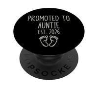 Promocionado a la tía EST. 2026 con gráfico de pies de bebé PopSockets PopGrip Adhesivo