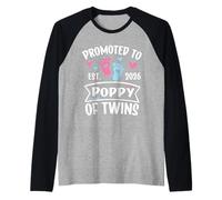 Promocionado a Poppy of Twins EST 2026 Revelación de género del bebé Camiseta Manga Raglan
