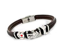 Promojoya Pulsera Hombres Eres Mi Motero Favorito Plata y Cuero