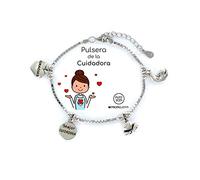 Promojoya Pulsera Plata Eres lo mas Cuidadora con Colgantes