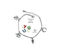 Promojoya Pulsera Plata Eres lo mas Suerte con Colgantes
