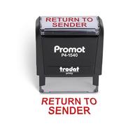 Promot Sello de goma autoentintable con texto en inglés "Return to Sender" - Sello de negocios recargable - Trabajo, codificación, contabilidad, notario, sellos de oficina - Tinta roja