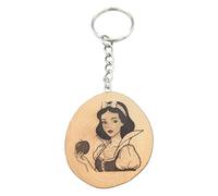 Promotech Blancanieves hecho a mano grabado láser pieza única llavero de madera natural, madera, W5L5