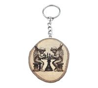 Promotech Llavero de madera con diseño de ángel en el juego de ajedrez, grabado a láser, hecho a mano, madera, W5L5