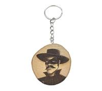 Promotech Llavero de madera hecho a mano Zorro - Grabado con láser - Vengador enmascarado con espada - Diseño clásico de héroe